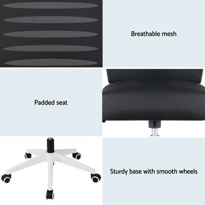 Artiss Ergonomic Office Chair Mesh Computer Desk Chairs with Lumbar Support, Height Adjustment Swivel Chair OCHAIR-L-2014-WH-BK