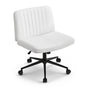 Artiss Criss Cross Chair with Wheels Wide Cross Legged Office Desk Vanity Chair PU Leather, Armless Height OCHAIR-L-2016-WH