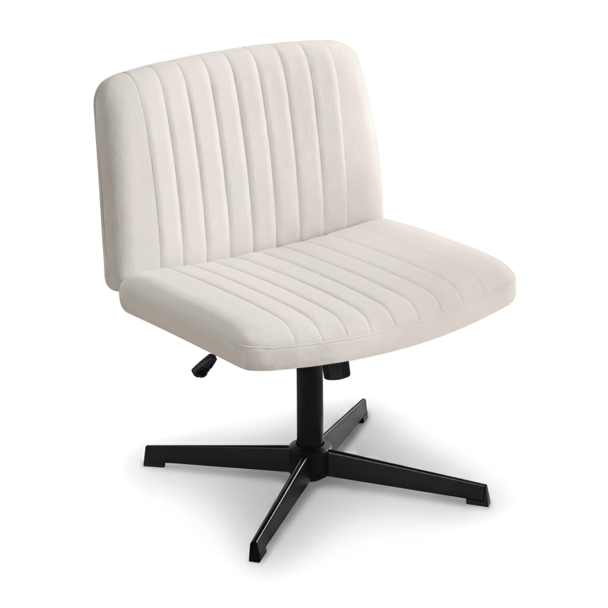 Artiss Criss Cross Chair No Wheels Fabric Wide Cross Legged Office Desk Vanity Chair Armless, Height OCHAIR-L-2017-BG