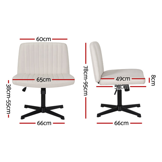 Artiss Criss Cross Chair No Wheels Fabric Wide Cross Legged Office Desk Vanity Chair Armless, Height OCHAIR-L-2017-BG