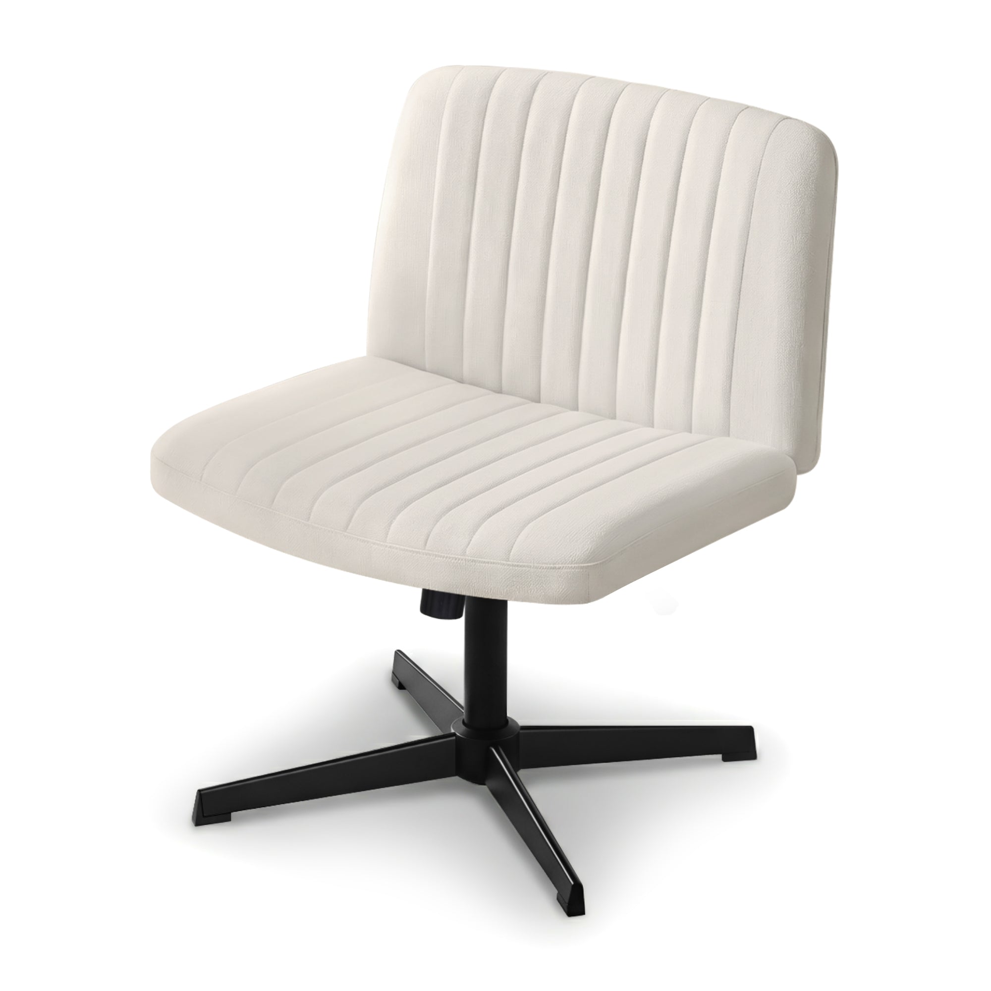 Artiss Criss Cross Chair No Wheels Fabric Wide Cross Legged Office Desk Vanity Chair Armless, Height OCHAIR-L-2017-BG