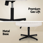 Artiss Criss Cross Chair No Wheels Fabric Wide Cross Legged Office Desk Vanity Chair Armless, Height OCHAIR-L-2017-BG