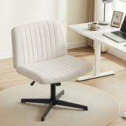 Artiss Criss Cross Chair No Wheels Fabric Wide Cross Legged Office Desk Vanity Chair Armless, Height OCHAIR-L-2017-BG
