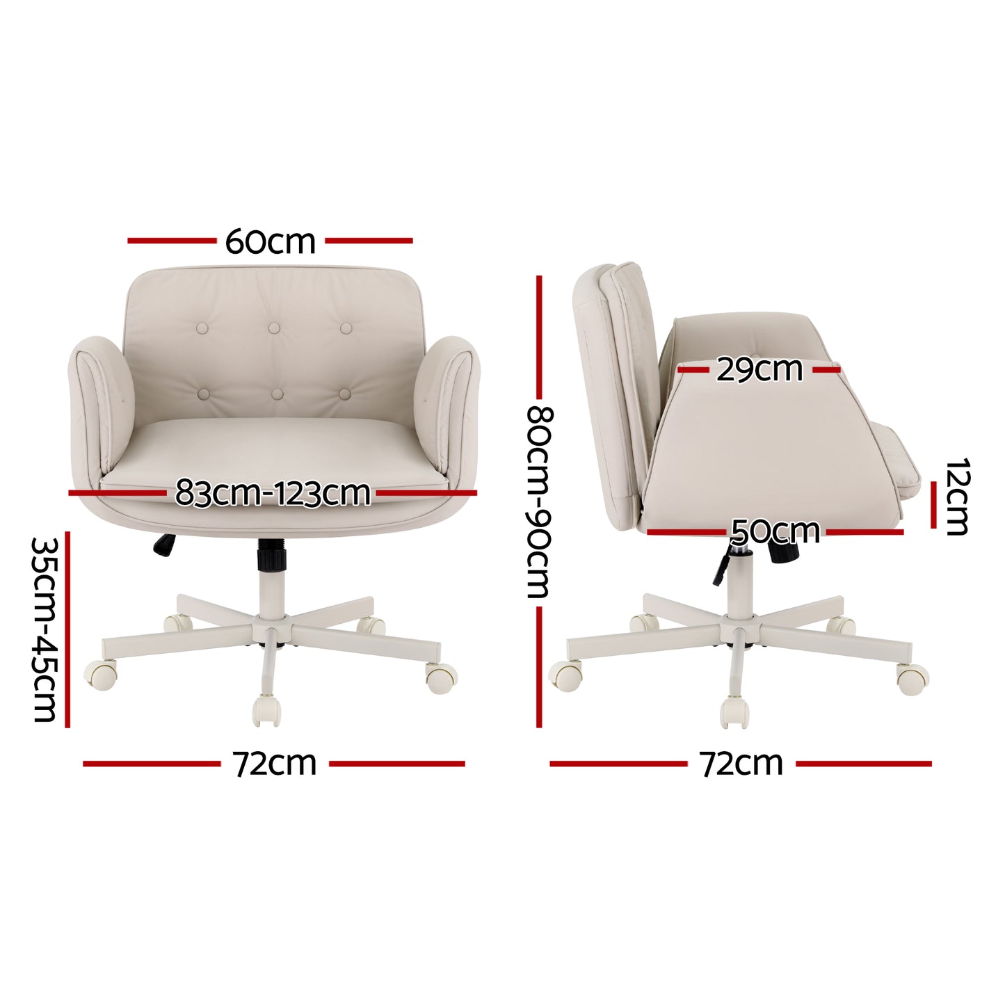 Artiss Criss Cross Chair with Wheels & Adjustable Armrests, Ergonomic Cross Legged Office Desk Chair PU OCHAIR-L-2018-BG