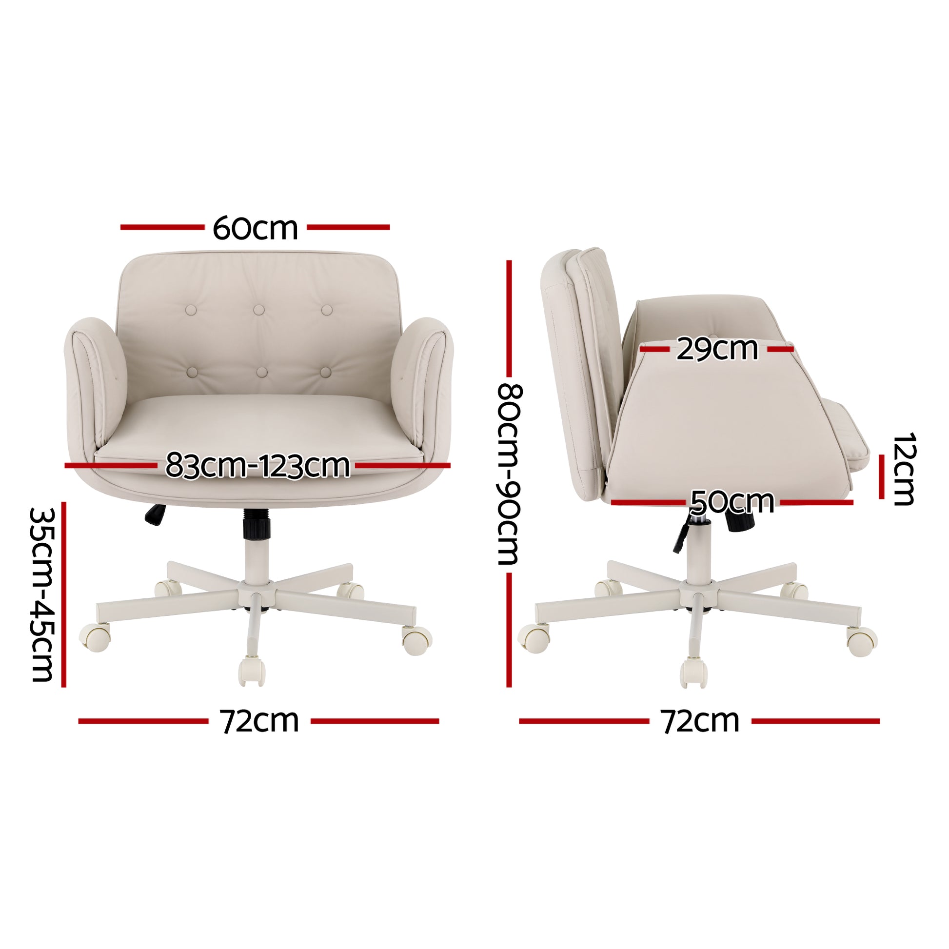 Artiss Criss Cross Chair with Wheels & Adjustable Armrests, Ergonomic Cross Legged Office Desk Chair PU OCHAIR-L-2018-BG