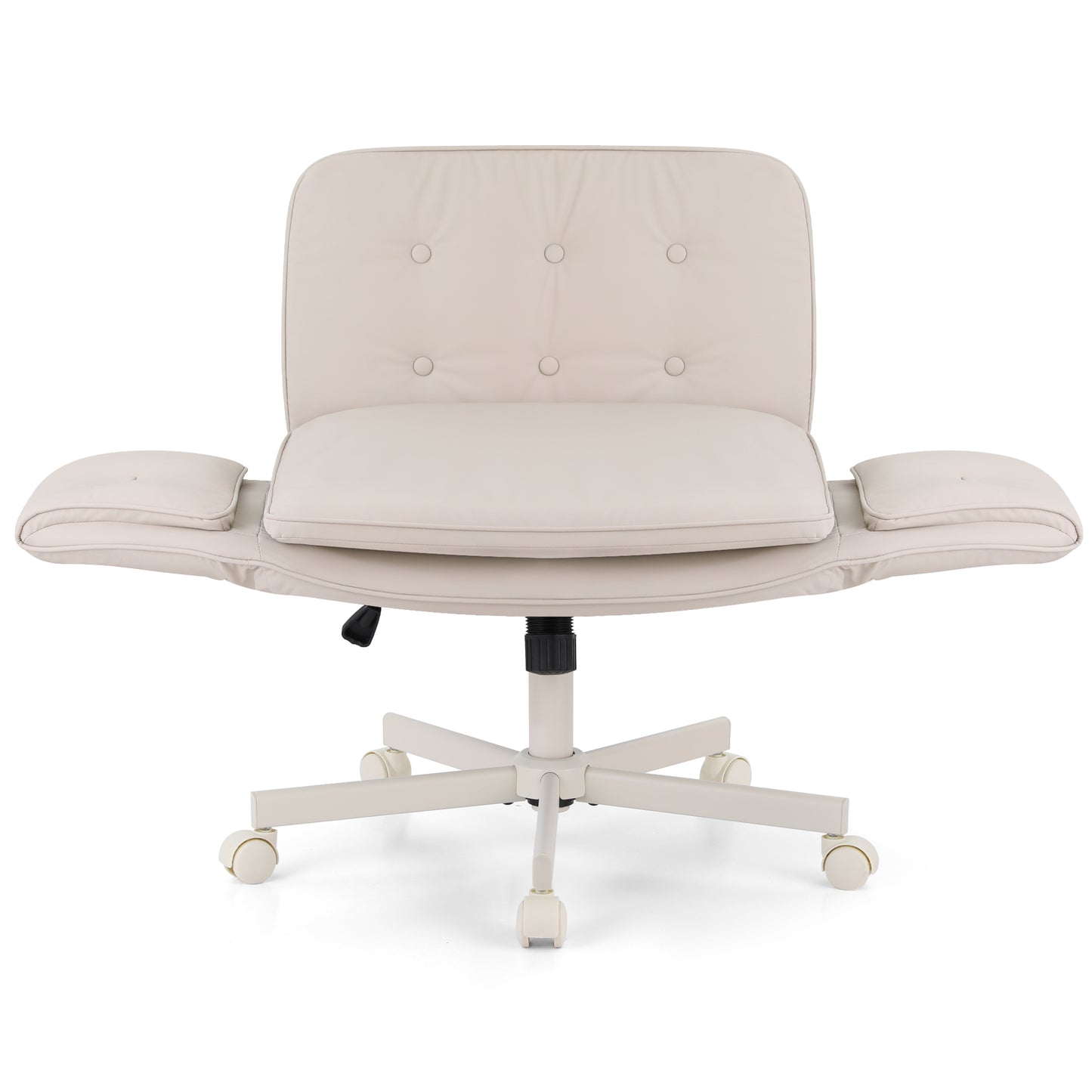 Artiss Criss Cross Chair with Wheels & Adjustable Armrests, Ergonomic Cross Legged Office Desk Chair PU OCHAIR-L-2018-BG