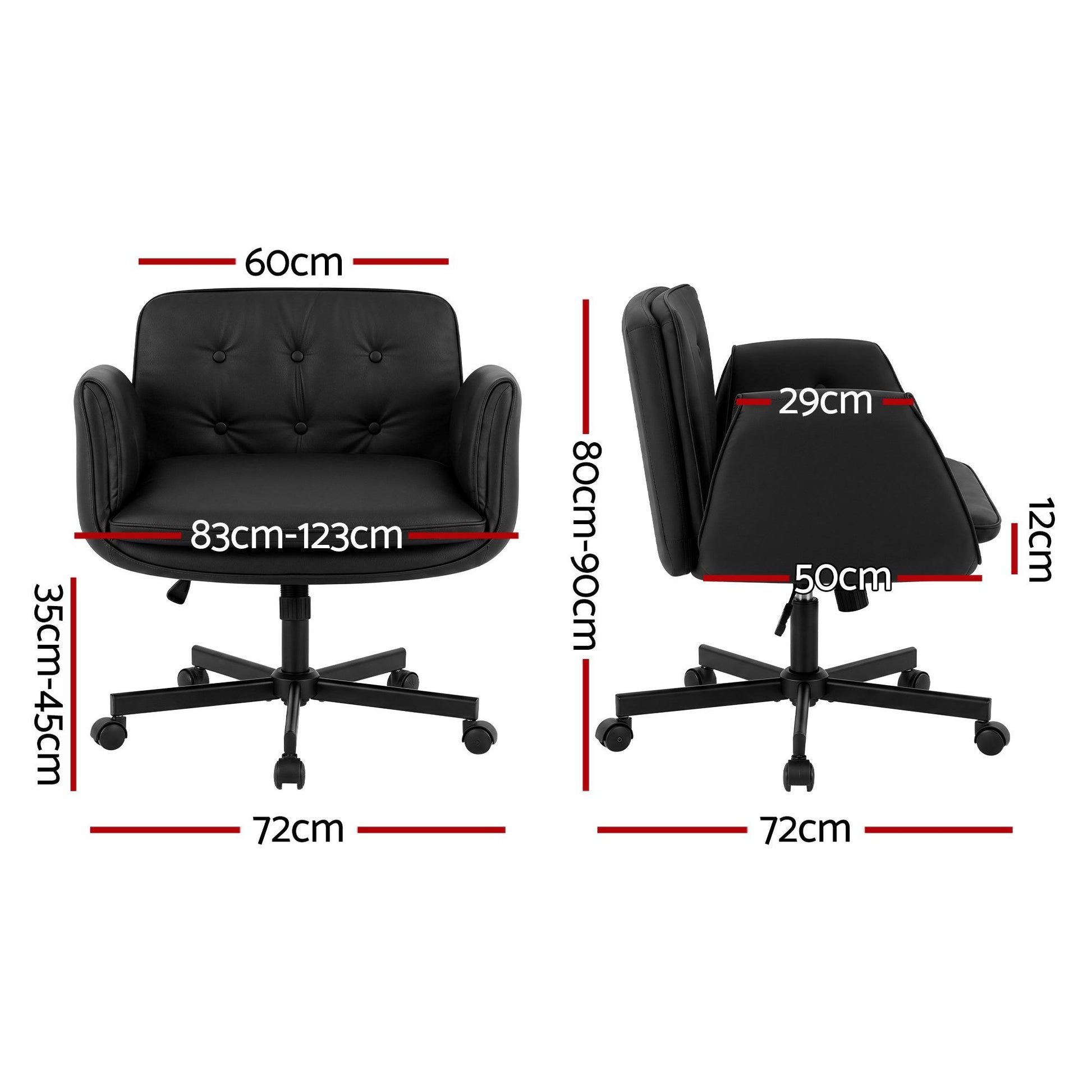 Artiss Criss Cross Chair with Wheels & Adjustable Armrests, Ergonomic Cross Legged Office Desk Chair PU OCHAIR-L-2018-BK