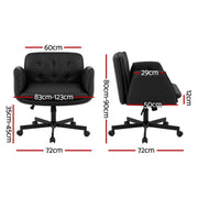 Artiss Criss Cross Chair with Wheels & Adjustable Armrests, Ergonomic Cross Legged Office Desk Chair PU Leather Vanity Chair Swivel for Home, Make Up, Bedroom, Computer, Black