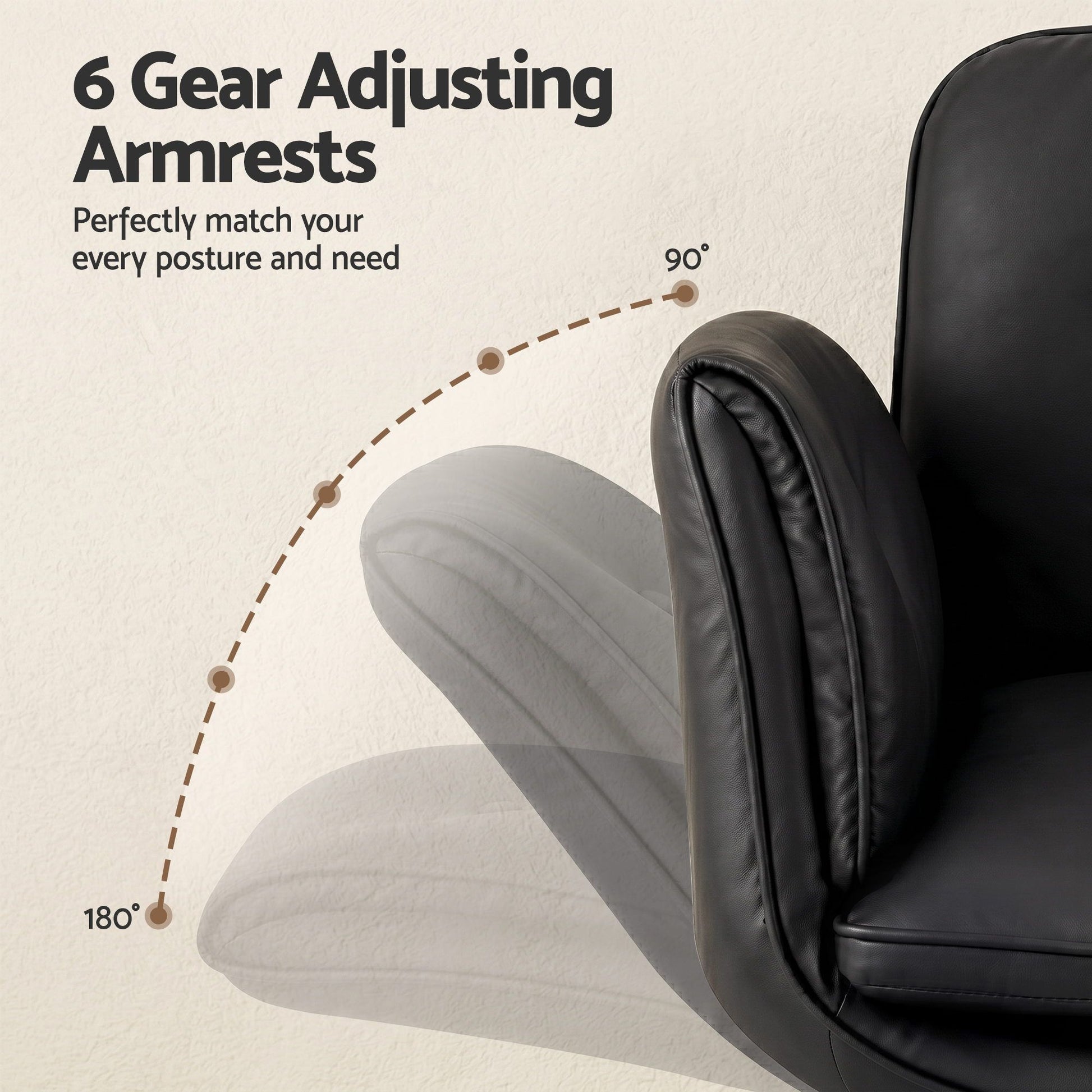 Artiss Criss Cross Chair with Wheels & Adjustable Armrests, Ergonomic Cross Legged Office Desk Chair PU OCHAIR-L-2018-BK