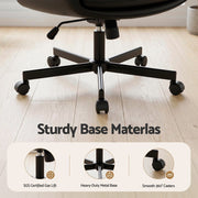 Artiss Criss Cross Chair with Wheels & Adjustable Armrests, Ergonomic Cross Legged Office Desk Chair PU Leather Vanity Chair Swivel for Home, Make Up, Bedroom, Computer, Black
