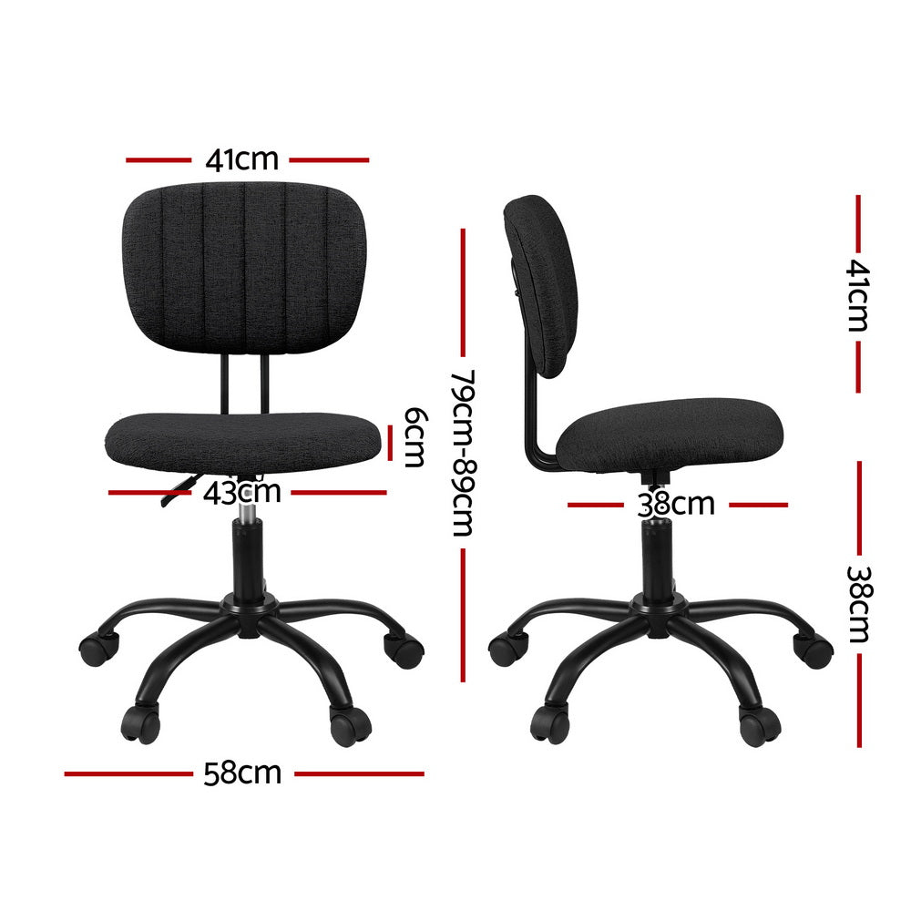 Artiss Armless Office Chair with Wheels, Ergonomic 360 degrees Swivel Home Office Desk Chair, Height OCHAIR-M-1142-BK