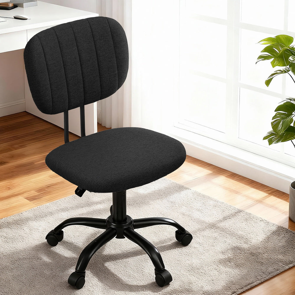 Artiss Armless Office Chair with Wheels, Ergonomic 360 degrees Swivel Home Office Desk Chair, Height OCHAIR-M-1142-BK