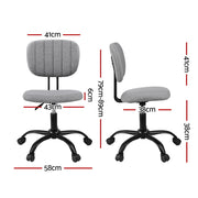 Artiss Armless Office Chair with Wheels, Ergonomic 360 degrees Swivel Home Office Desk Chair, Height OCHAIR-M-1142-GY