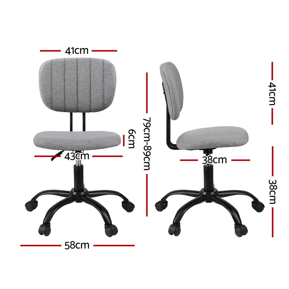 Artiss Armless Office Chair with Wheels, Ergonomic 360 degrees Swivel Home Office Desk Chair, Height OCHAIR-M-1142-GY