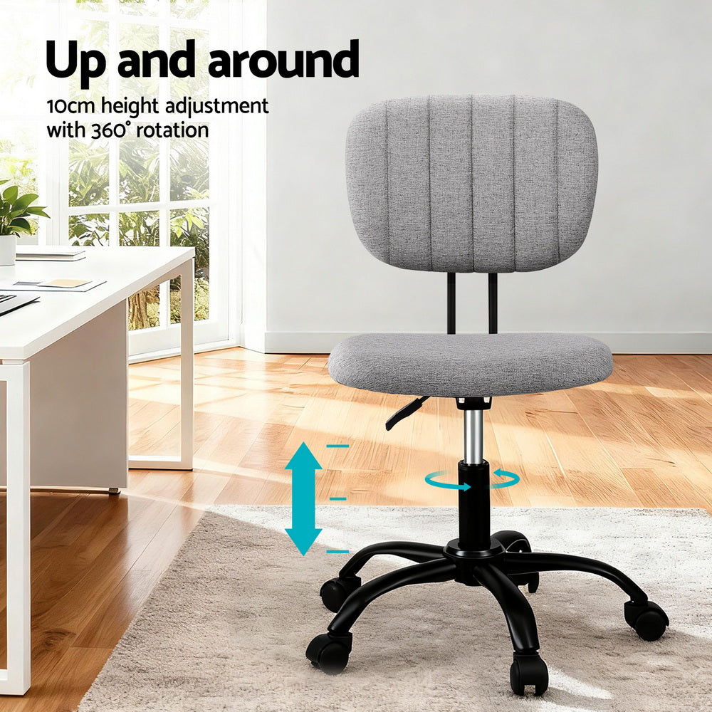 Artiss Armless Office Chair with Wheels, Ergonomic 360 degrees Swivel Home Office Desk Chair, Height OCHAIR-M-1142-GY