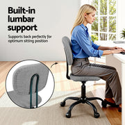 Artiss Armless Office Chair with Wheels, Ergonomic 360 degrees Swivel Home Office Desk Chair, Height OCHAIR-M-1142-GY