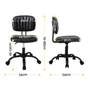 Artiss Armless Office Chair with Wheels, Ergonomic PU Leather Office Desk Chair, Height Adjustable 360° Swivel Computer Task Chair for Home Office, Study Room & Small Space, Black