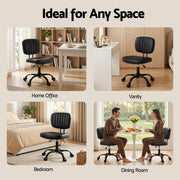 Artiss Armless Office Chair with Wheels, Ergonomic PU Leather Office Desk Chair, Height Adjustable 360° Swivel Computer Task Chair for Home Office, Study Room & Small Space, Black