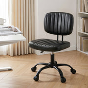 Artiss Armless Office Chair with Wheels, Ergonomic PU Leather Office Desk Chair, Height Adjustable 360° Swivel Computer Task Chair for Home Office, Study Room & Small Space, Black