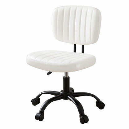 Artiss Armless Office Chair with Wheels, Ergonomic PU Leather Office Desk Chair, Height Adjustable 360 OCHAIR-M-1142-PU-WH