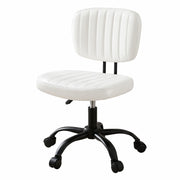 Artiss Armless Office Chair with Wheels, Ergonomic PU Leather Office Desk Chair, Height Adjustable 360° Swivel Computer Task Chair for Home Office, Study Room & Small Space, White
