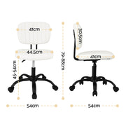 Artiss Armless Office Chair with Wheels, Ergonomic PU Leather Office Desk Chair, Height Adjustable 360° Swivel Computer Task Chair for Home Office, Study Room & Small Space, White