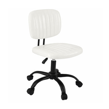 Artiss Armless Office Chair with Wheels, Ergonomic PU Leather Office Desk Chair, Height Adjustable 360 OCHAIR-M-1142-PU-WH