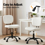 Artiss Armless Office Chair with Wheels, Ergonomic PU Leather Office Desk Chair, Height Adjustable 360° Swivel Computer Task Chair for Home Office, Study Room & Small Space, White