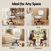 Artiss Armless Office Chair with Wheels, Ergonomic PU Leather Office Desk Chair, Height Adjustable 360° Swivel Computer Task Chair for Home Office, Study Room & Small Space, White