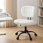 Artiss Armless Office Chair with Wheels, Ergonomic PU Leather Office Desk Chair, Height Adjustable 360° Swivel Computer Task Chair for Home Office, Study Room & Small Space, White