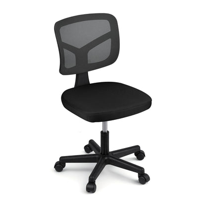 Artiss Armless Office Chair with Wheels, Ergonomic 360 degrees Swivel Home Office Desk Chair, Height OCHAIR-M-2421-BK