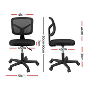 Artiss Armless Office Chair with Wheels, Ergonomic 360 degrees Swivel Home Office Desk Chair, Height OCHAIR-M-2421-BK