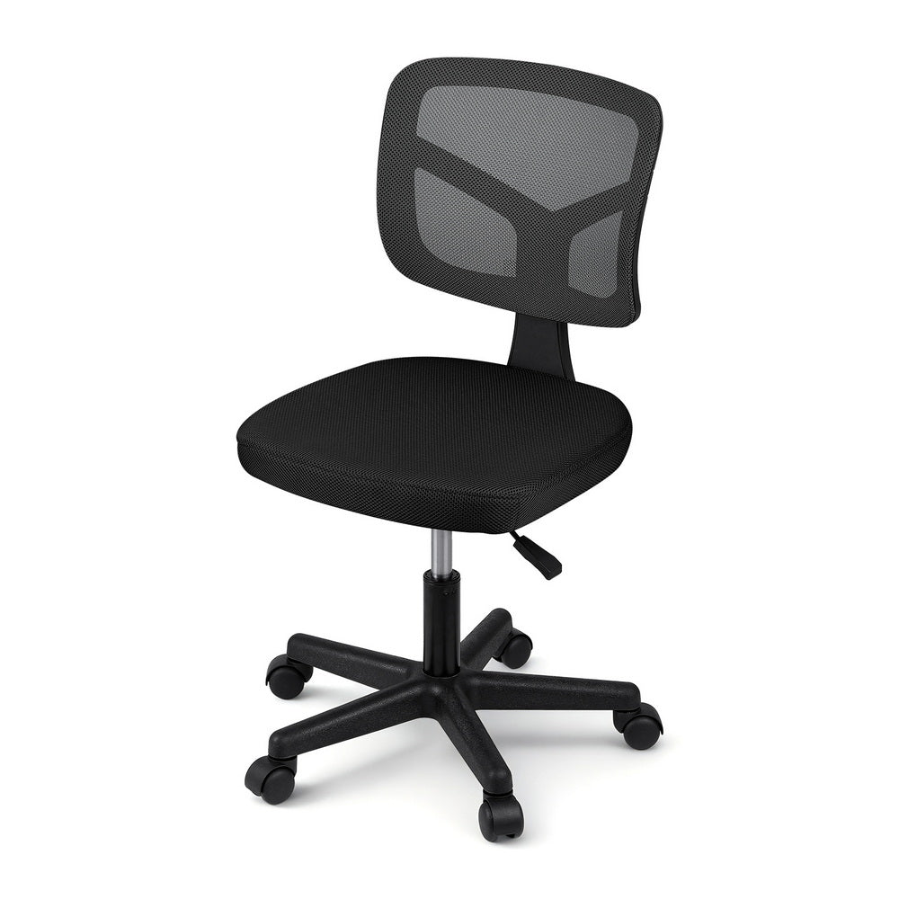 Artiss Armless Office Chair with Wheels, Ergonomic 360 degrees Swivel Home Office Desk Chair, Height OCHAIR-M-2421-BK