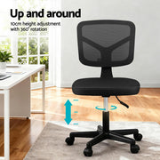 Artiss Armless Office Chair with Wheels, Ergonomic 360 degrees Swivel Home Office Desk Chair, Height OCHAIR-M-2421-BK