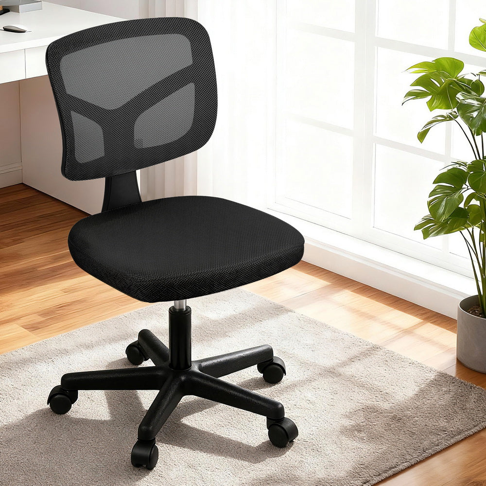 Artiss Armless Office Chair with Wheels, Ergonomic 360 degrees Swivel Home Office Desk Chair, Height OCHAIR-M-2421-BK