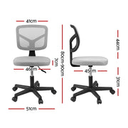Artiss Armless Office Chair with Wheels, Ergonomic 360 degrees Swivel Home Office Desk Chair, Height OCHAIR-M-2421-GY