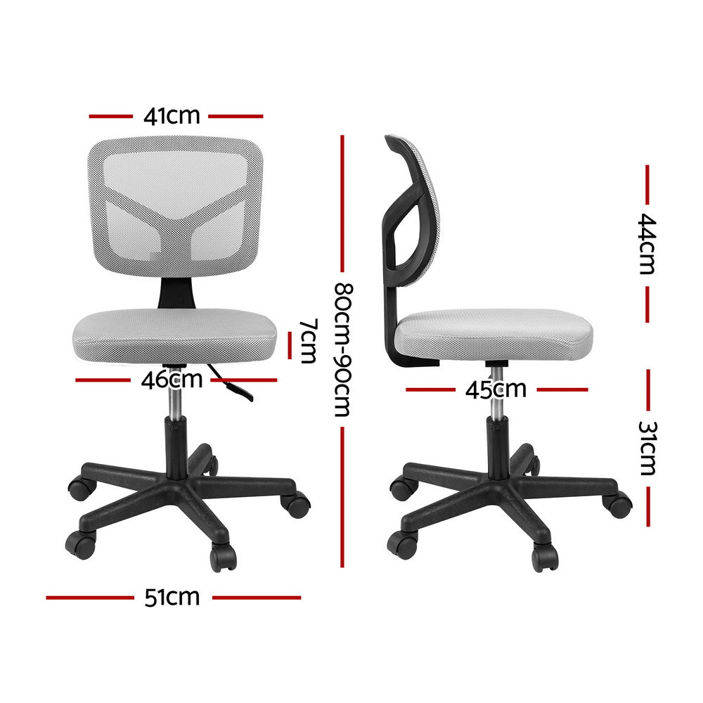 Artiss Armless Office Chair with Wheels, Ergonomic 360 degrees Swivel Home Office Desk Chair, Height OCHAIR-M-2421-GY