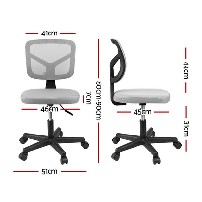 Artiss Armless Office Chair with Wheels, Ergonomic 360 degrees Swivel Home Office Desk Chair, Height OCHAIR-M-2421-GY