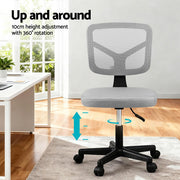 Artiss Armless Office Chair with Wheels, Ergonomic 360 degrees Swivel Home Office Desk Chair, Height OCHAIR-M-2421-GY
