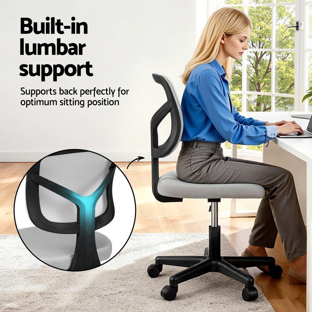 Artiss Armless Office Chair with Wheels, Ergonomic 360 degrees Swivel Home Office Desk Chair, Height OCHAIR-M-2421-GY