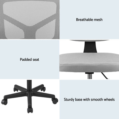 Artiss Armless Office Chair with Wheels, Ergonomic 360 degrees Swivel Home Office Desk Chair, Height OCHAIR-M-2421-GY