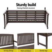 Gardeon Outdoor Garden Bench Wooden 2 Seater Lounge Chair Patio Furniture Brown