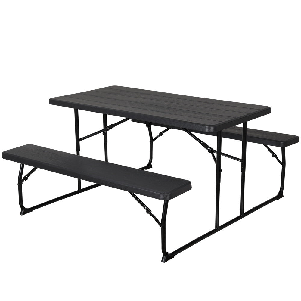 Gardeon 3 PCS Outdoor Furniture Dining Set Lounge Setting Patio HDPE Bench ODF-3PCS-BST-J-BK
