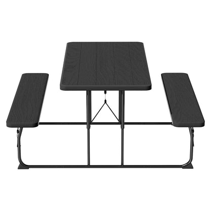 Gardeon 3 PCS Outdoor Furniture Dining Set Lounge Setting Patio HDPE Bench ODF-3PCS-BST-J-BK
