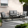 Gardeon Outdoor Sofa Set Lounge Setting Wicker Table and Chairs Garden Patio Furniture ODF-4PC-SOFA-BK-AB