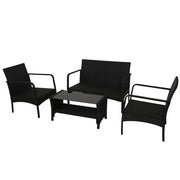 Gardeon Outdoor Sofa Set Lounge Setting Wicker Table and Chairs Garden Patio Furniture ODF-4PC-SOFA-BK-AB