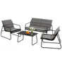 Gardeon 4PCS Outdoor Sofa Set Table and Chairs Cushion textilene Patio Furniture ODF-4PC-SOFA-TXL-J-CSN-BK