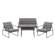 Gardeon 4PCS Outdoor Sofa Set Table and Chairs Cushion textilene Patio Furniture ODF-4PC-SOFA-TXL-J-CSN-BK