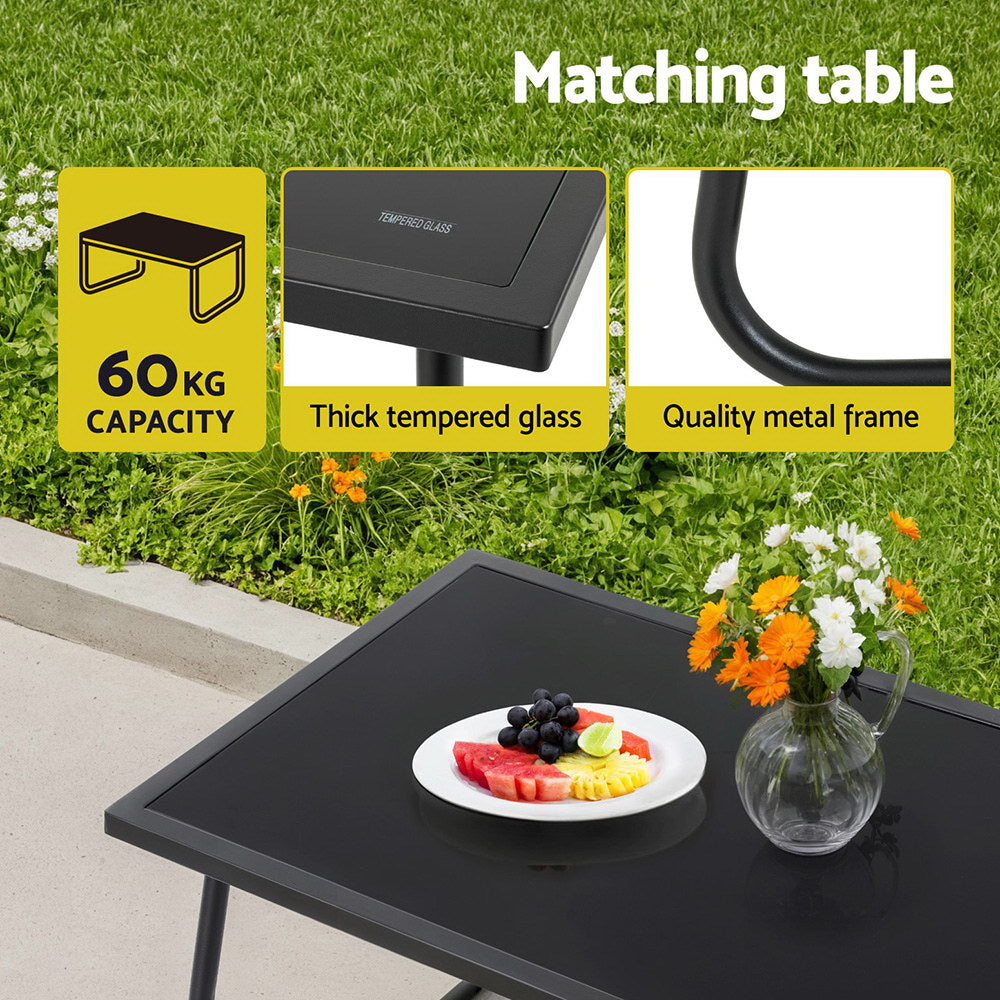 Gardeon 4PCS Outdoor Sofa Set Table and Chairs Cushion textilene Patio Furniture ODF-4PC-SOFA-TXL-J-CSN-BK