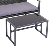 Gardeon 4 PCS Outdoor Sofa Set Rattan Furniture with Storage Cover Chairs Black ODF-4PCS-BST03-BK-AB-COVER